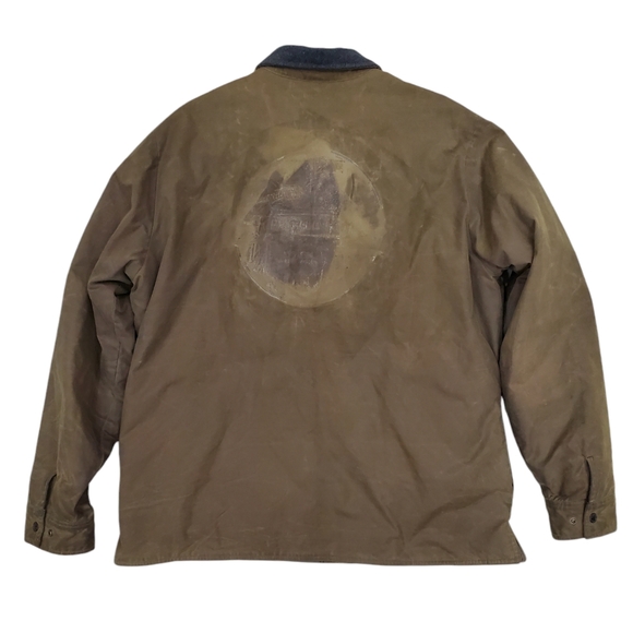 Filson waxed jacket men's XXL otter green quilt lining wool collar personalized - Picture 2 of 16